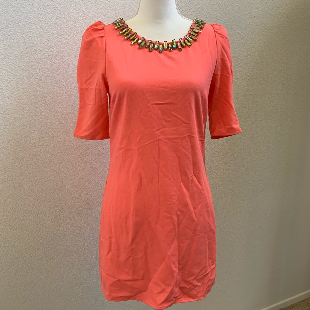 Alice Moon Coral/Pink embellished mini dress Small